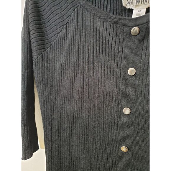 Say What black, juniors' plus size, ribbed, stretchy, bodycon dress, size 2X - Picture 2 of 8